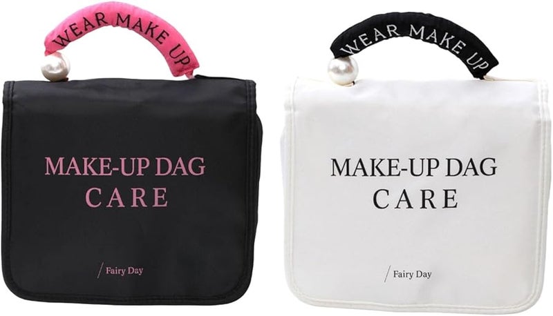 White Large Capacity Water Resistant Travel Toiletry Bag For Women With Multiple Compartments - Image 5